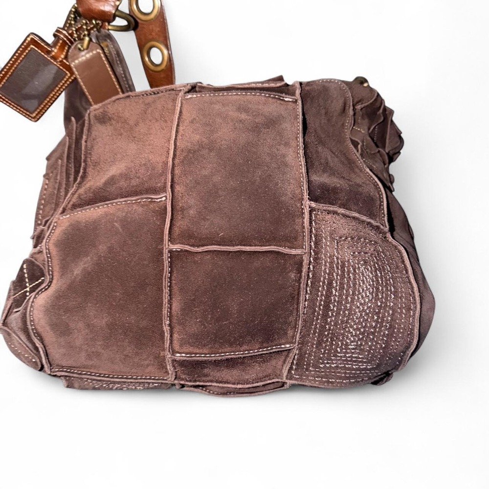Rare Vintage Coach Brown Suede Patchwork Hobo Bag - Gem
